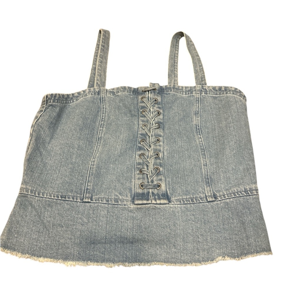 NWT American Eagle Denim Lace Up Top Large